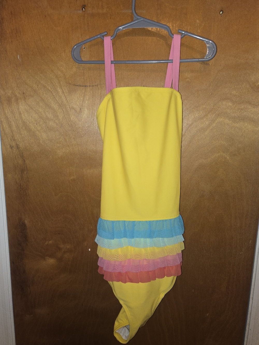NWT Hanna Andersson Yellow Girls' One-Piece Swimsuit with Rainbow Ruffles